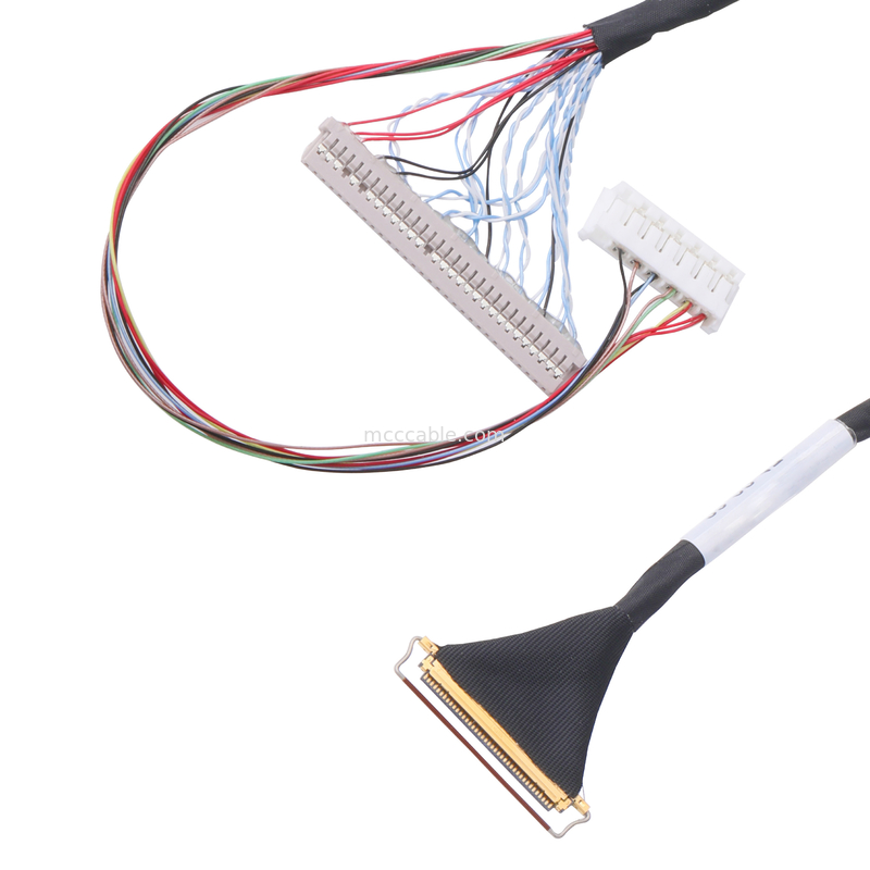Douane 40 Pin Lvds Cable Assembly 0.5mm Hoogte lcd lvds telegrafeert Horizontale het koppelen type micro-coaxiale schakelaar