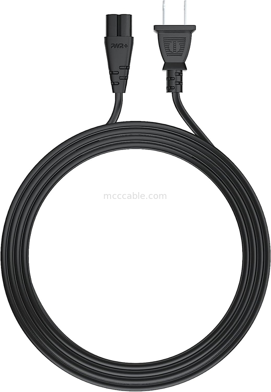 12ft elektrisch stroomkabel 2 prong ac muur aansluiting 2 slot led lcd