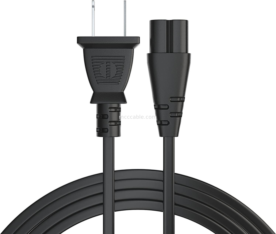 12ft elektrisch stroomkabel 2 prong ac muur aansluiting 2 slot led lcd