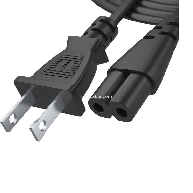 12ft elektrisch stroomkabel 2 prong ac muur aansluiting 2 slot led lcd