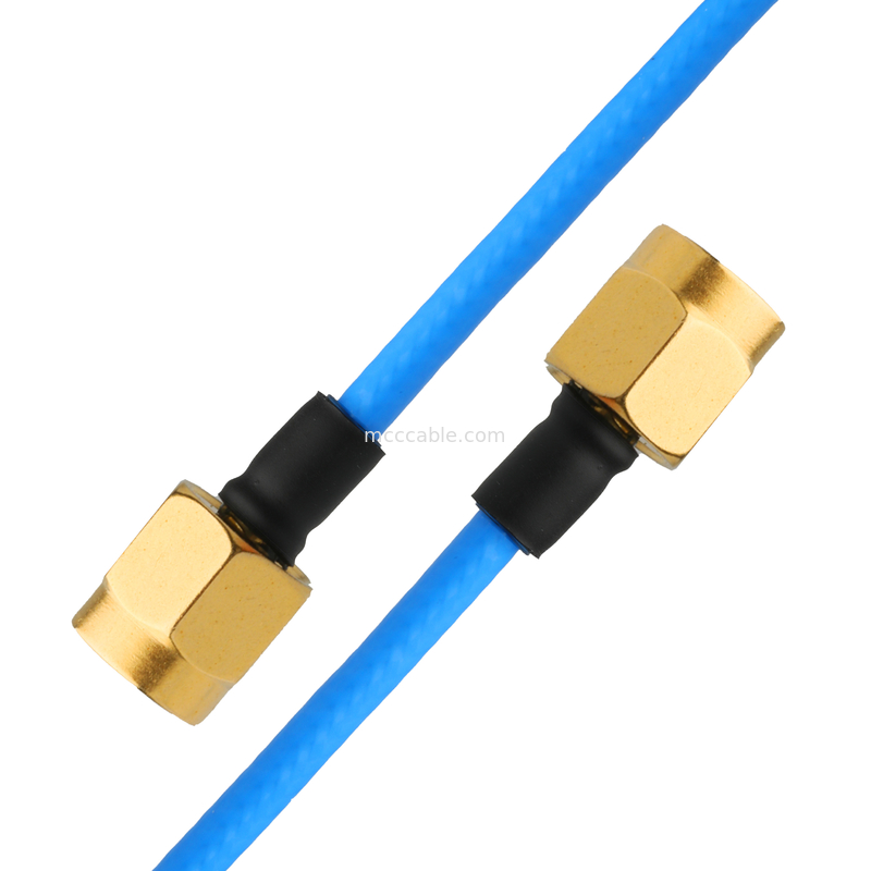 RF-connector Low PIM Coaxial Cable Assemblies Flexible TFT-5G-402 Dubbel afgeschermd met blauwe FEP-jas