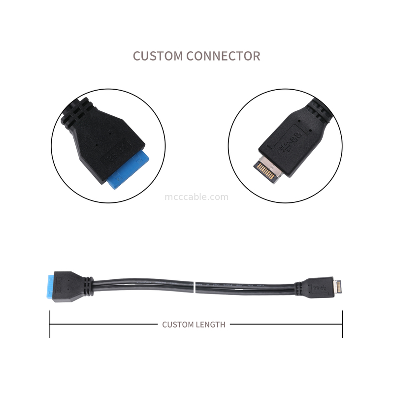 Computermoederbordstroomkabel USB 3.1 Type-E Mannelijke naar IDC20P Mannelijke adapterkabel 20-pin verlengkabel
