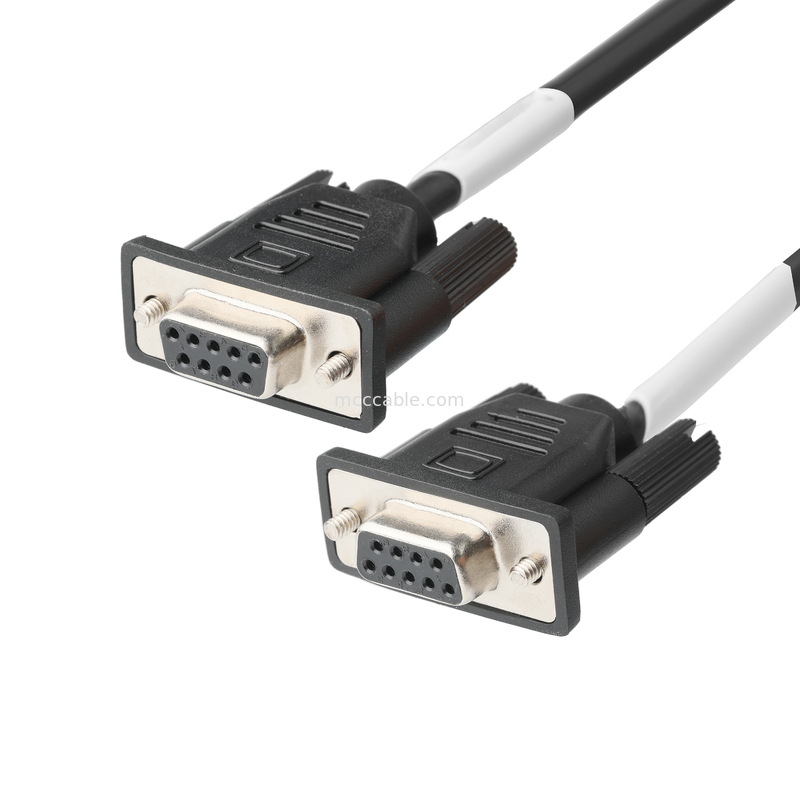 D-SUB-9Pin mannelijke SOLDER TYPE witte rubberen kern nikkel beklede shell naar D-SUB-9Pin Vrouwelijke connector OEM/ODM