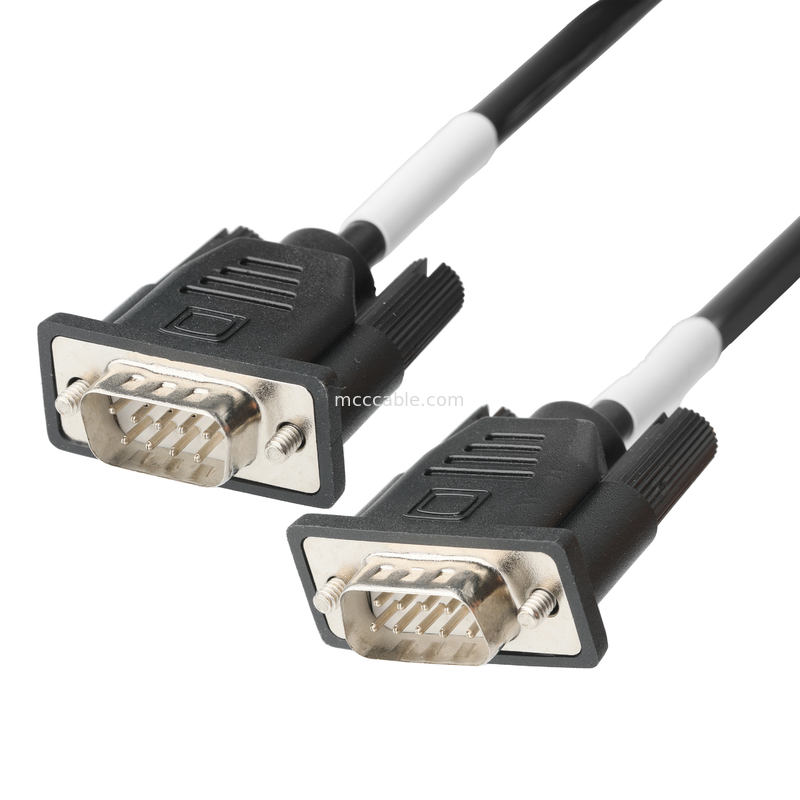 D-SUB-9Pin mannelijke SOLDER TYPE witte rubberen kern nikkel beklede shell naar D-SUB-9Pin Vrouwelijke connector OEM/ODM