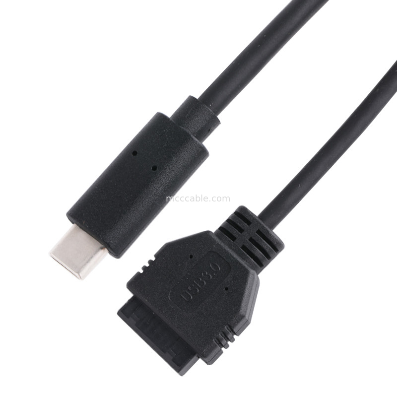 20P Vrouwelijke USB 3.0 Type-C naar IDC Adapter Kabel Interne weerstand Zwart PVC Draad OEM ODM