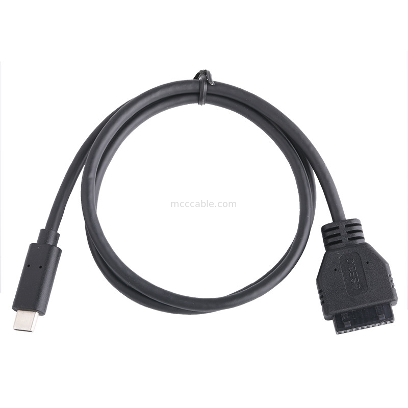 20P Vrouwelijke USB 3.0 Type-C naar IDC Adapter Kabel Interne weerstand Zwart PVC Draad OEM ODM