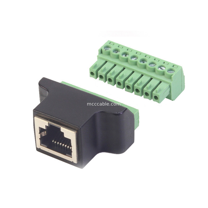 RJ45 seriepoort tot 8 pin schroef terminal connector, RJ45 8p8c tot 8 pin bolt schroef terminal connector