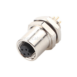 M5 Code-A Vrouwelijke connector 4Pin Panel Flange PCB Socket IP67 Circulaire interface type A