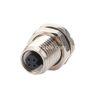 Industriële cirkelvormige waterdichte connector M5 Code-A 4Pin Panel Flange PCB Vrouwelijke stopcontact IP67