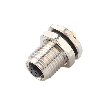 Industriële cirkelvormige waterdichte connector M5 Code-A 4Pin Panel Flange PCB Vrouwelijke stopcontact IP67