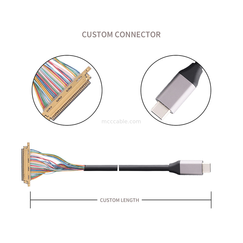 Type-C USB 3.0 tot 20453-230T-03 Kabels die zijn gemaakt om coaxial connector aan Micro USB te meten