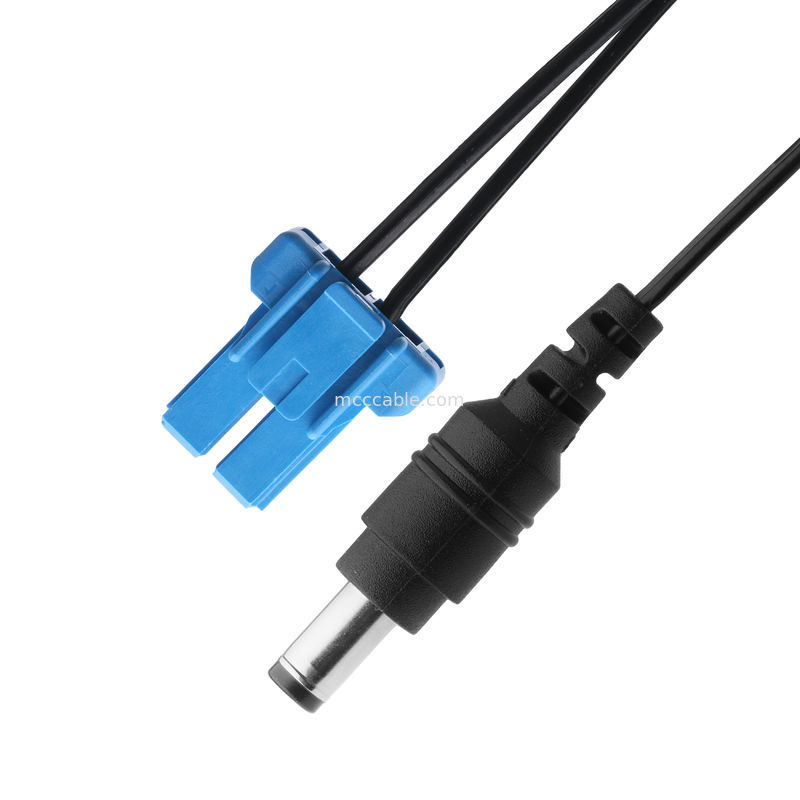 DC Plug 2.1*5.5mm Soldeer Type PVC Uiterlijk Vorming naar TE Blauwe behuizing 2P Vrouwelijke Kabelverbinding