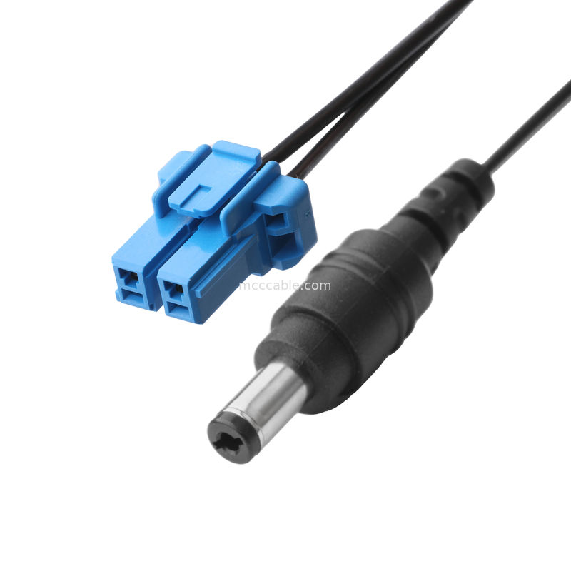 DC Plug 2.1*5.5mm Soldeer Type PVC Uiterlijk Vorming naar TE Blauwe behuizing 2P Vrouwelijke Kabelverbinding