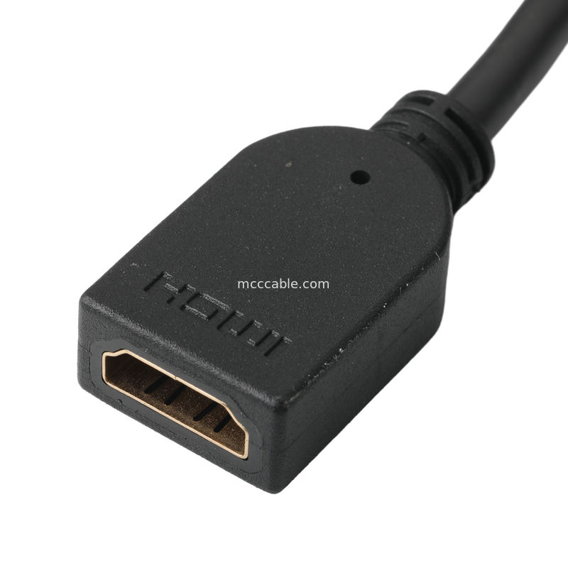 Mannelijke verticale 19 pin HDMI-A naar vrouwelijke 19 pin HDMI lcd-kabelverbindingsassemblage