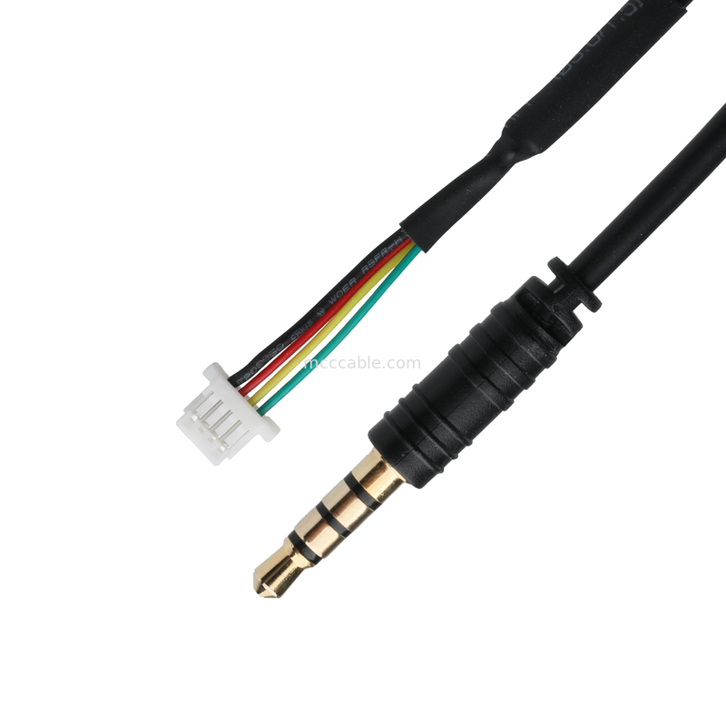 3.5mm 4Pin Heaphone Earphone Plug MALE naar JST SHR-04V-S-B Kabel connector assembly OEM/ODM