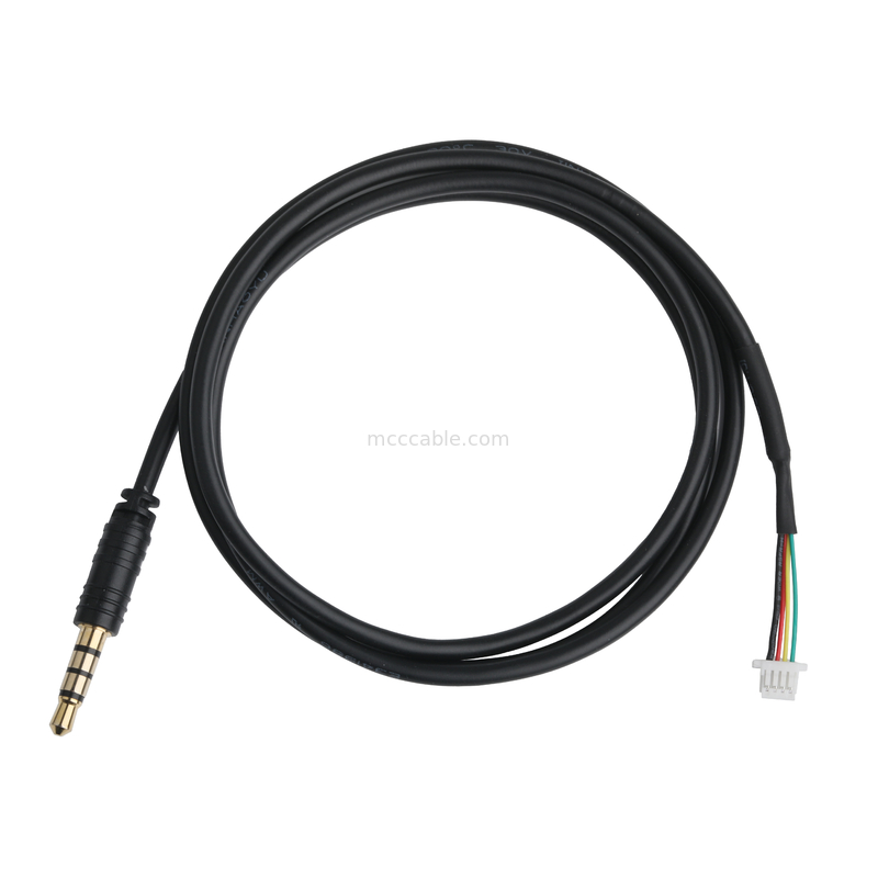 3.5mm 4Pin Heaphone Earphone Plug MALE naar JST SHR-04V-S-B Kabel connector assembly OEM/ODM