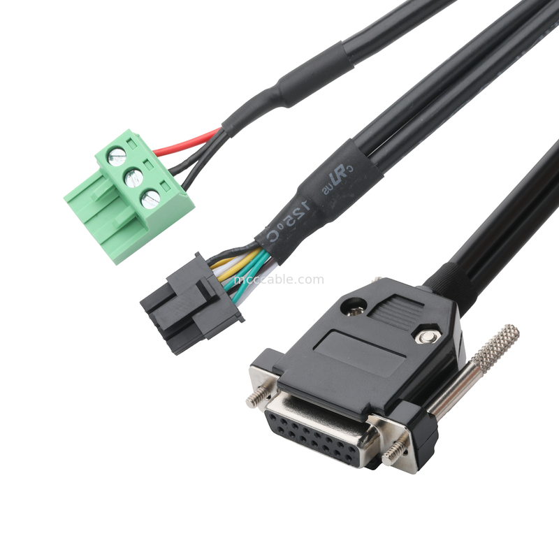 Op maat gemaakte industriële kabelconnectoren DB-15P Vrouwelijk tot HSG 43025-0800 pitch 3.0mm en 691352710003 pitch 5.8mm