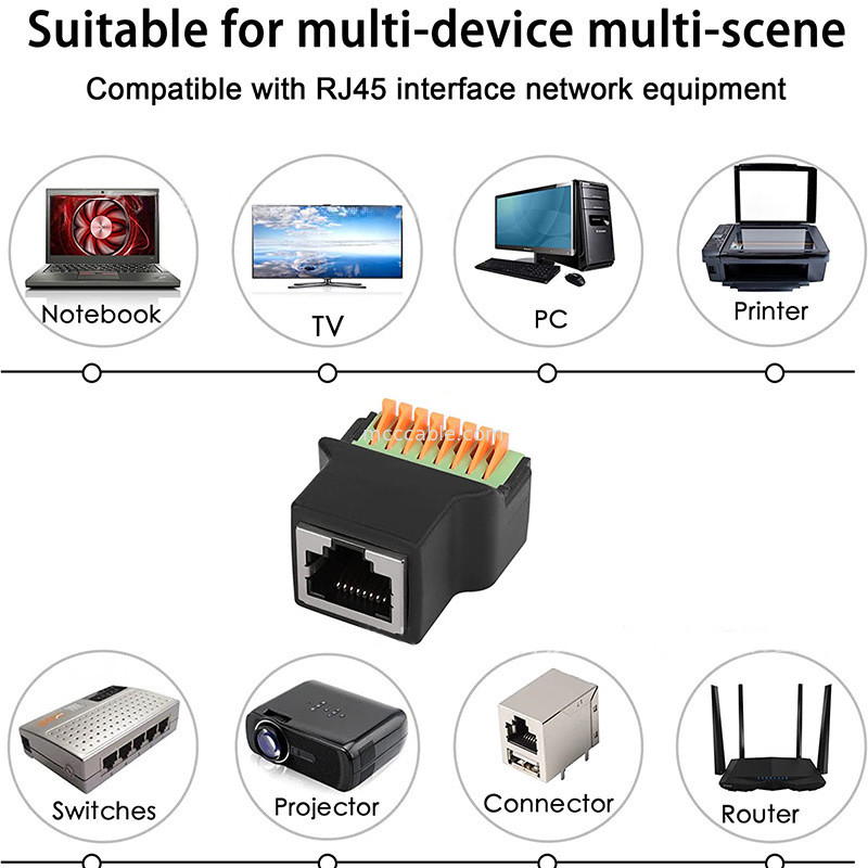 RJ45-protocol tot 8Pin Core Quick-connect terminal zonder las Vrouwelijk 8P8C Crystal Head Network, met draad