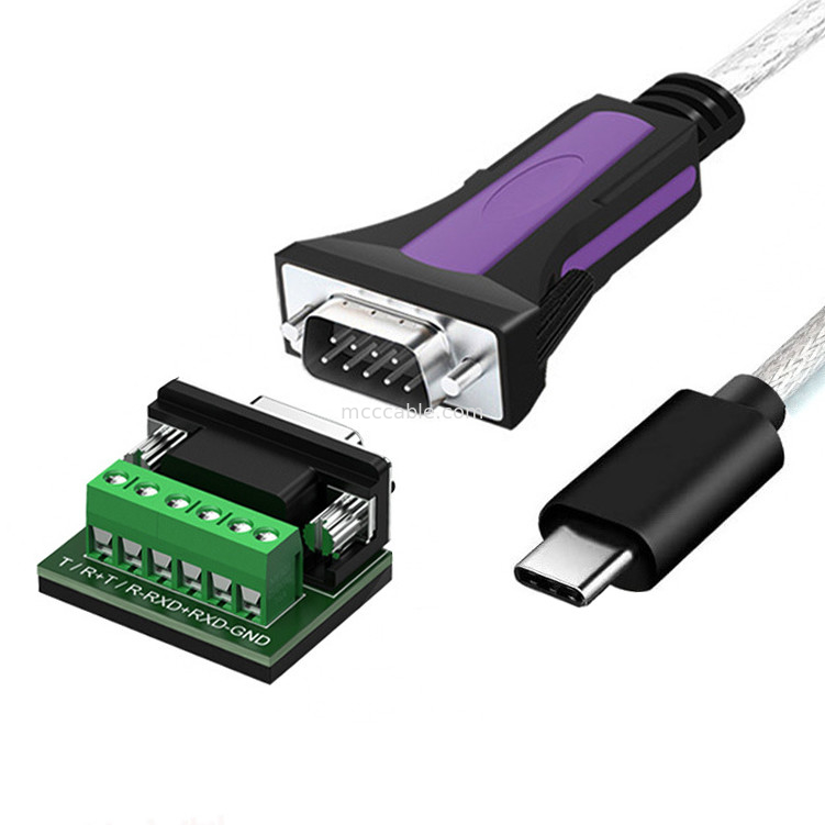 Industriële kwaliteit aangepaste kabel voor TYPE-C naar RS485-DB9/RS422-DB9 CONN Connector B DB9 Mannelijk