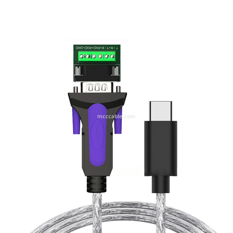 Industriële kwaliteit aangepaste kabel voor TYPE-C naar RS485-DB9/RS422-DB9 CONN Connector B DB9 Mannelijk