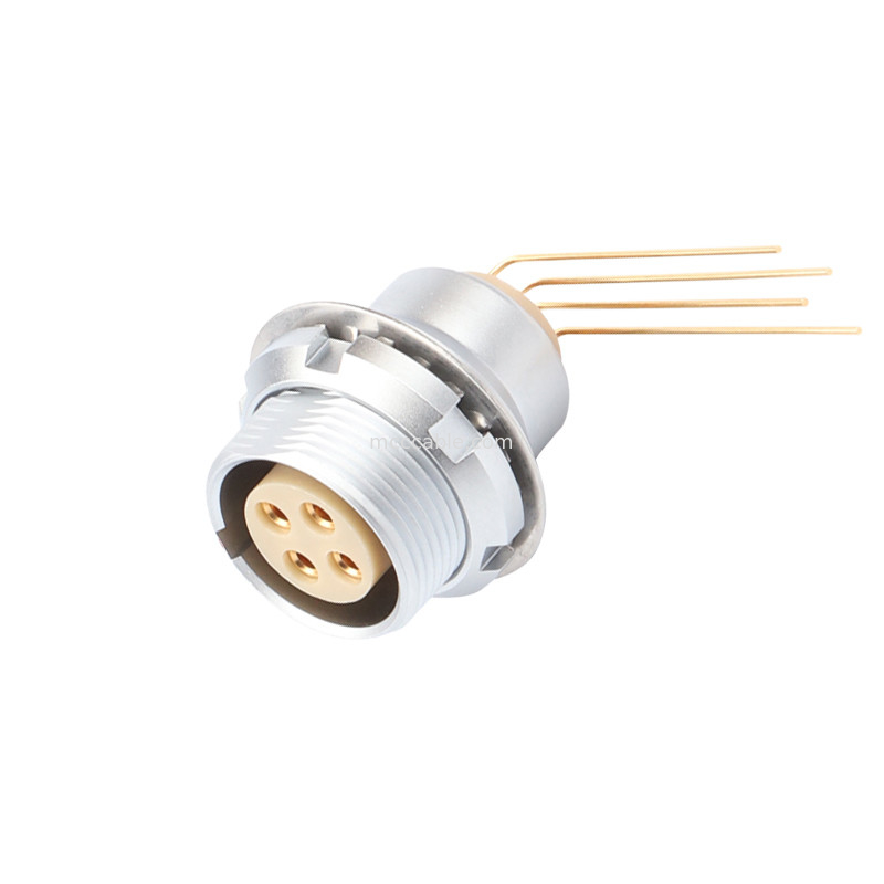 Industriële cirkelvormige waterdichte connector Z3 externe vaste stopcontact printplaat 90° ellebogen pin kern 4 pin