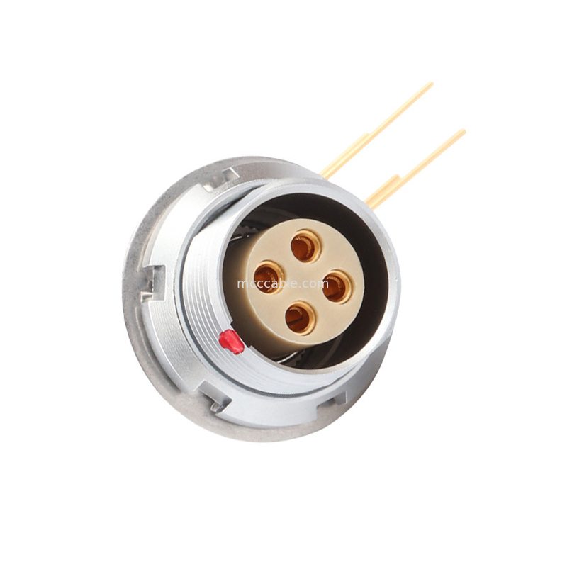 Industriële cirkelvormige waterdichte connector Z3 externe vaste stopcontact printplaat 90° ellebogen pin kern 4 pin