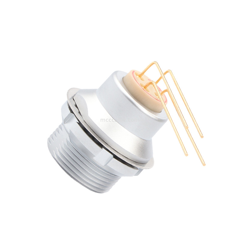 Industriële cirkelvormige waterdichte connector Z3 externe vaste stopcontact printplaat 90° ellebogen pin kern 4 pin