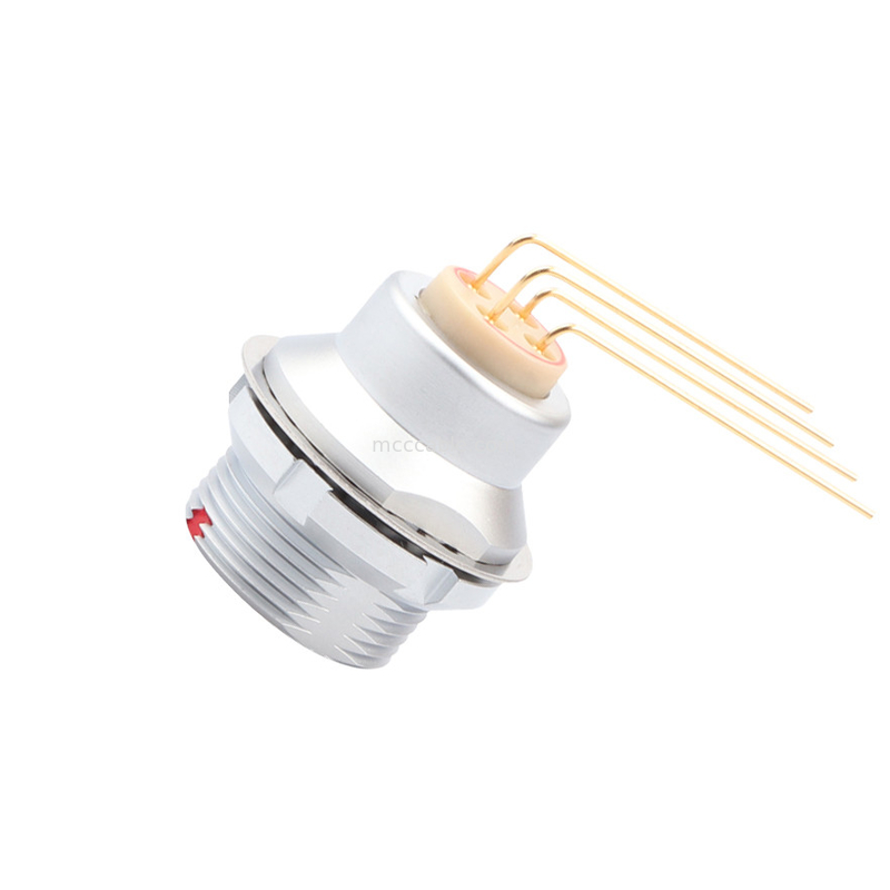 Industriële cirkelvormige waterdichte connector Z3 externe vaste stopcontact printplaat 90° ellebogen pin kern 4 pin