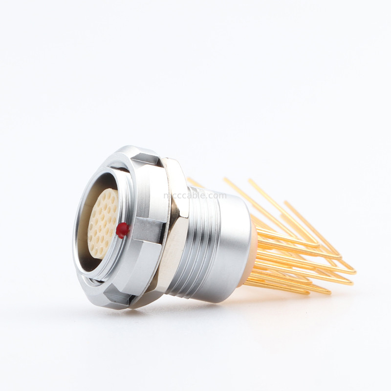 Circulaire waterdichte connector Z2 26Pin Double Nut 90° Angle Pin Core Internal And External Nut Vaste stopcontact