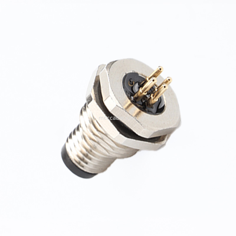 Circulaire connector board Eindserie M8 4Pin Panel Socket Connector panel flens mannelijke PCB-socket, waterdicht IP67
